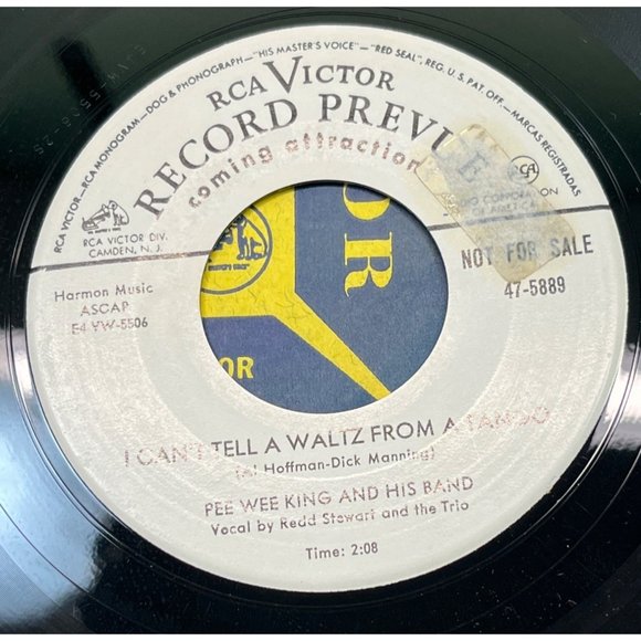 Pee Wee King Peaches and Cream / I Can't Tell a Waltz 45 Country RCA 47-5889 VG+ - Picture 2 of 4